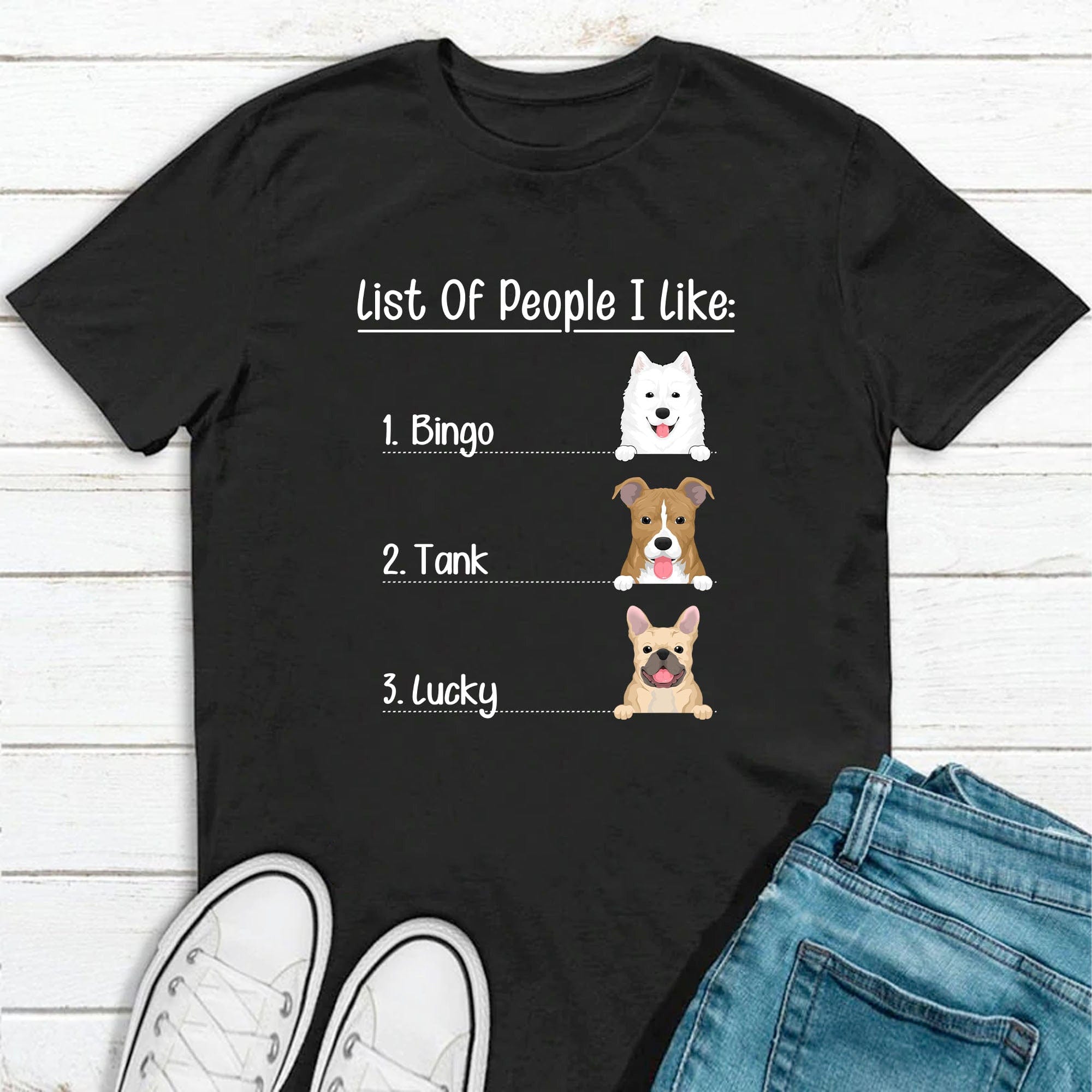 GeckoCustom List Of People Personalized Custom Dog Shirt C289 Basic Tee / Black / S