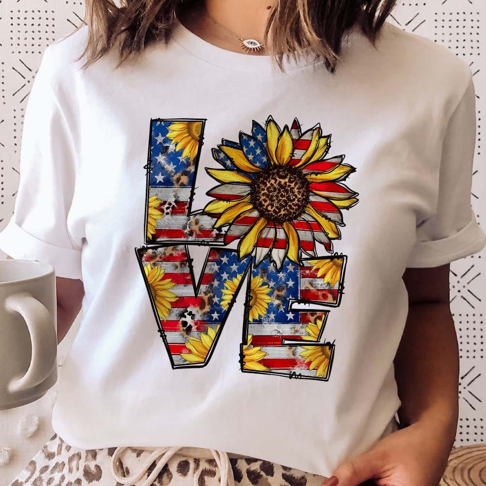 GeckoCustom Love American Sunflower American Shirt, HN590