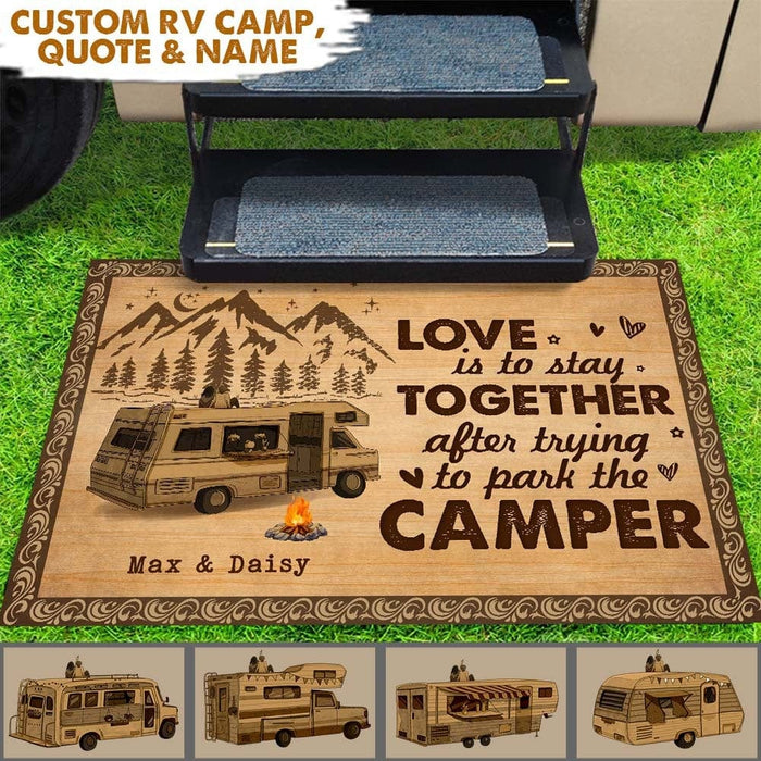 GeckoCustom Love Is To Stay Together Couple Camping Doormat HN590 15x24in-40x60cm