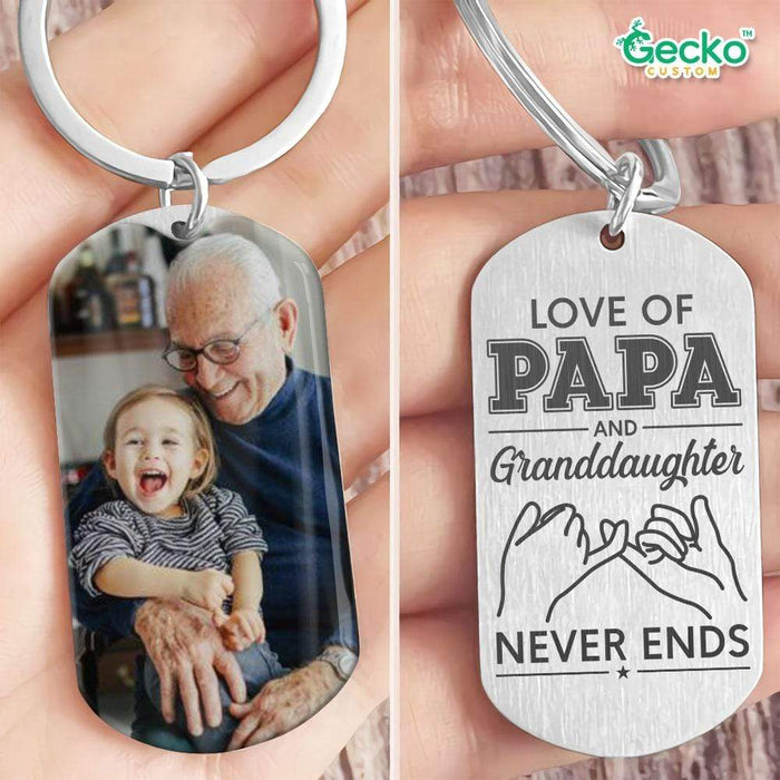 GeckoCustom Love Of Papa And Grand Daughter Metal Keychain HN590 No Gift box / 1.77" x 1.06"