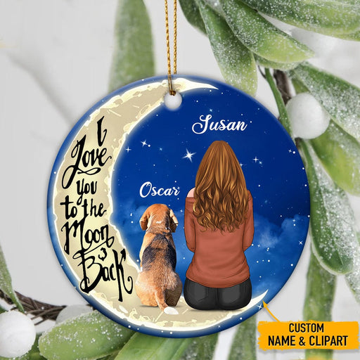 GeckoCustom Love You To The Moon And Back Dog Ornament T286 HN590