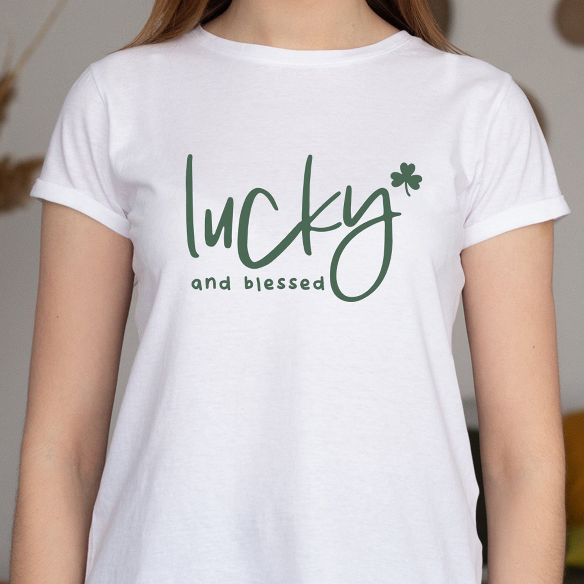 GeckoCustom Lucky And Blessed  St Patrick's Day Custom Shirt Sweatshirt / S White / S