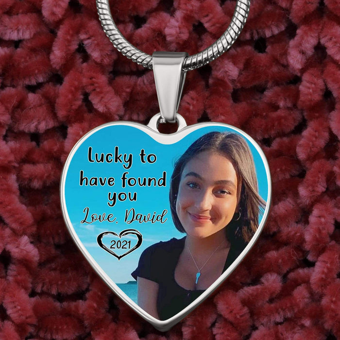 GeckoCustom Lucky To Have Found You Custom Heart Necklace