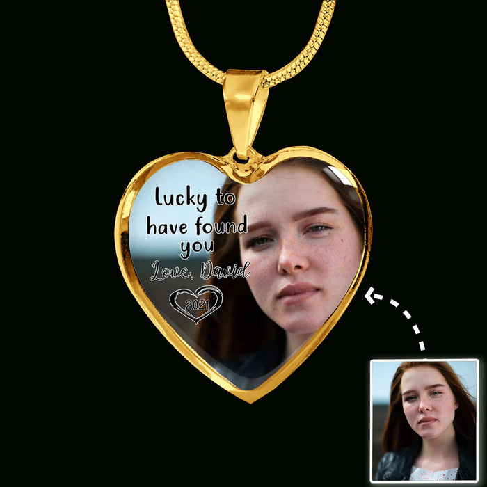GeckoCustom Lucky To Have Found You Custom Heart Necklace Luxury Necklace (Gold)