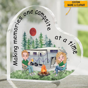 GeckoCustom Making Memories Campsite At A Time Camping Heart Shaped Acrylic, T368 HN590