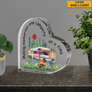 GeckoCustom Making Memories Campsite At A Time Camping Heart Shaped Acrylic, T368 HN590
