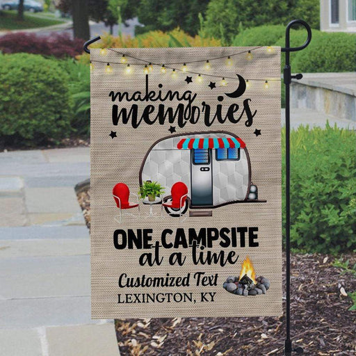 GeckoCustom Making Memories One Campsite At A Time Camping Garden Flag, Camping Gift HN590 Without flagpole