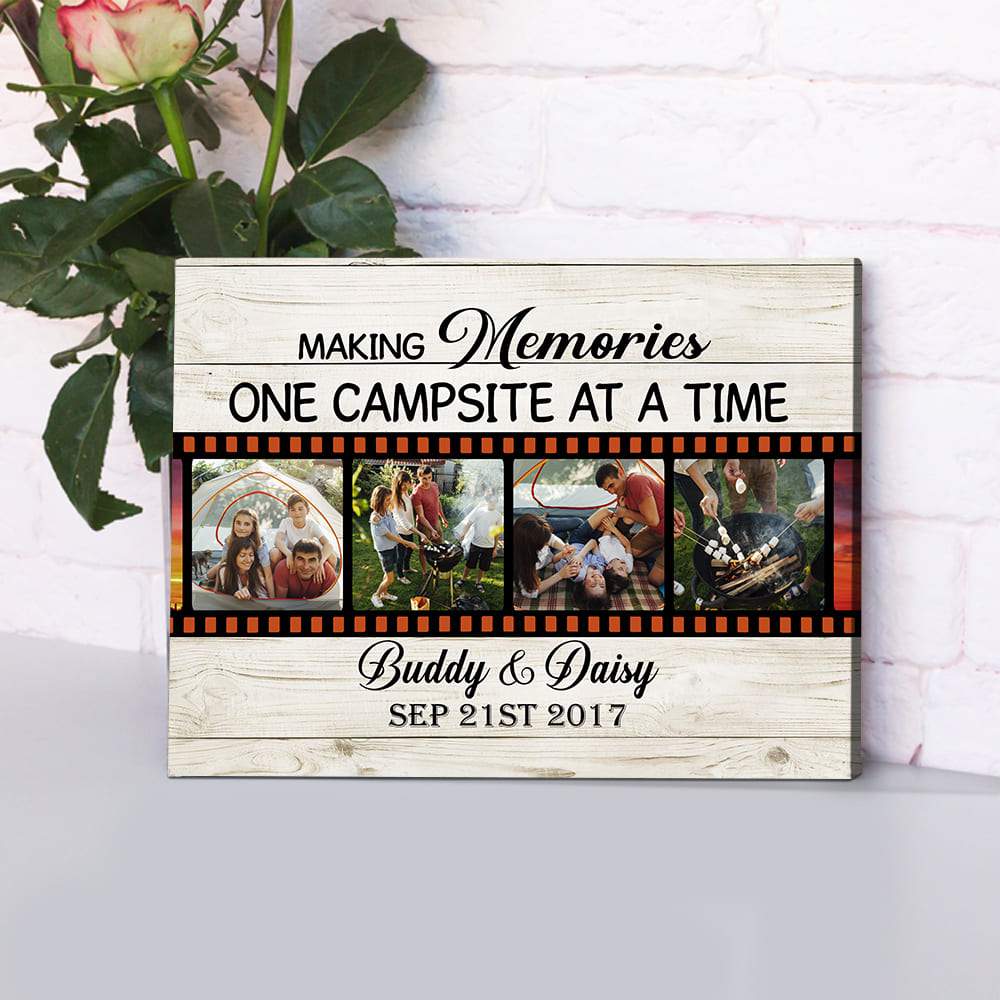 GeckoCustom Making Memories One Campsite At A Time Upload Photo Canvas, Camping Gift, HN590 12 x 8 Inch / Satin Finish: Cotton & Polyester