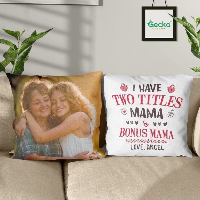 GeckoCustom Mama & Bonus Mama Stepmother Family Throw Pillow HN590 14x14 in / Pack 1