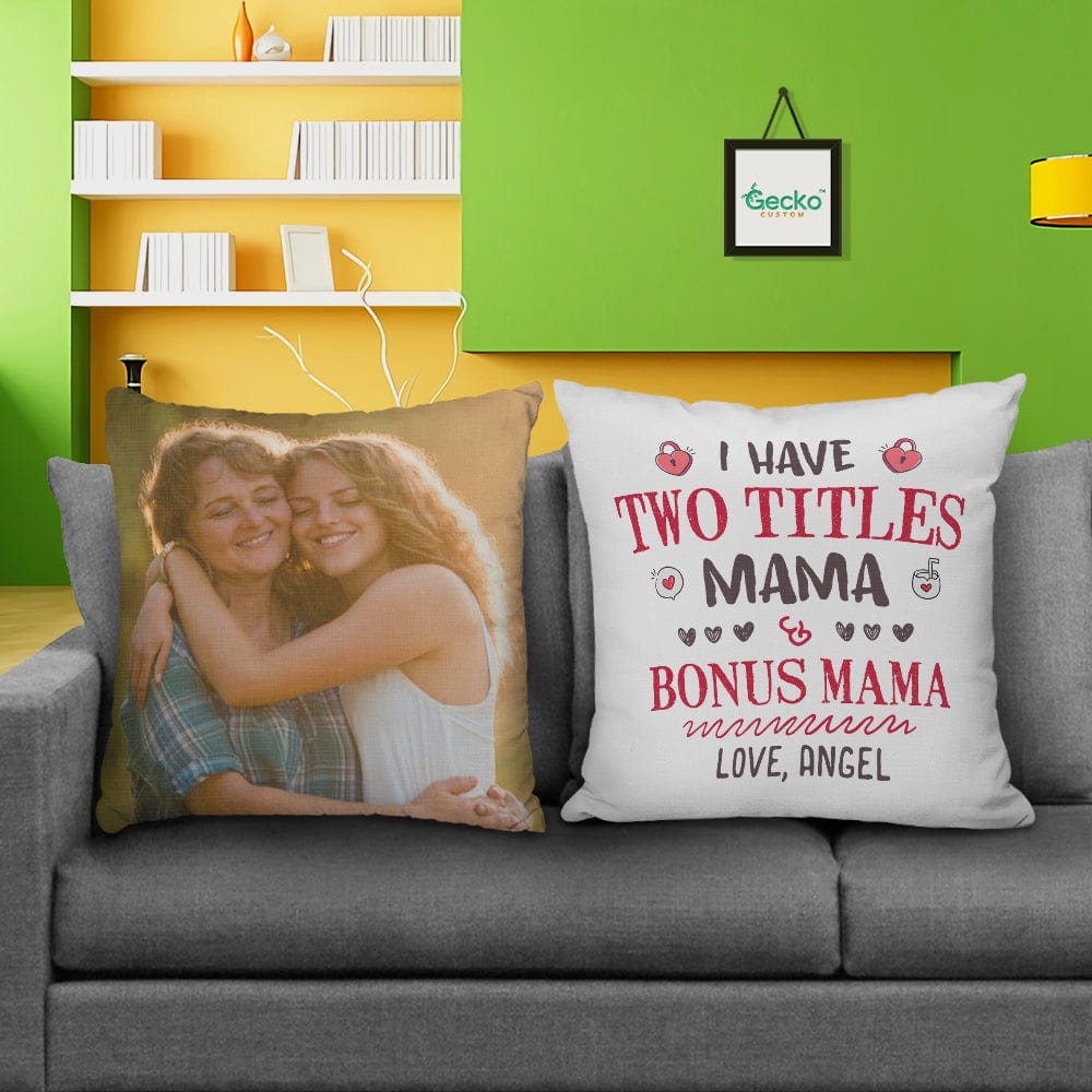 GeckoCustom Mama & Bonus Mama Stepmother Family Throw Pillow HN590 14x14 in / Pack 1