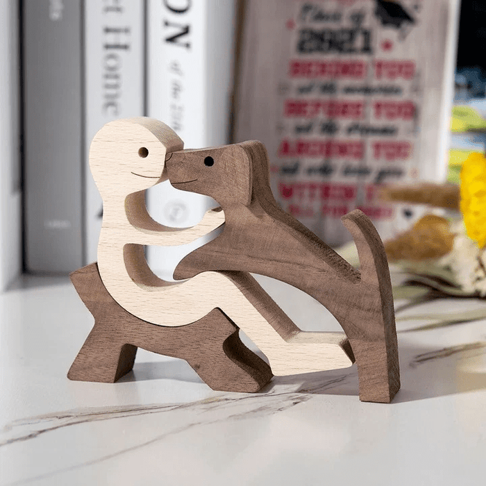 GeckoCustom Man And His Fur-Friend - Gift For Pet Lovers Wood Sculpture T286 HN590 Man Sit & Dog
