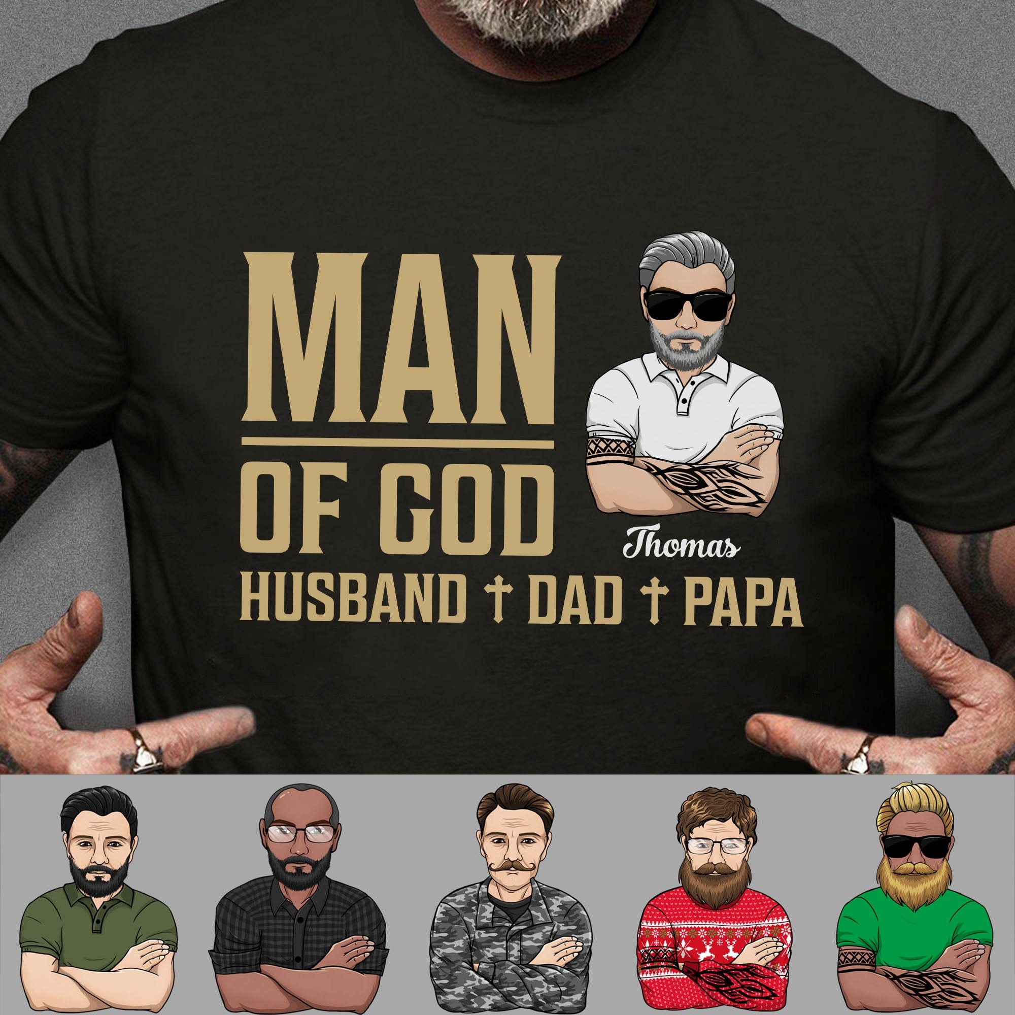 GeckoCustom Man Of God Husband Dad Papa Personalized Custom Family Shirt C326