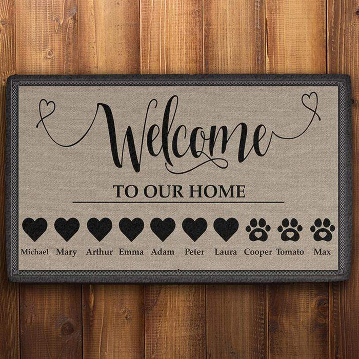 GeckoCustom Many Custom Family & Pet Name Welcome Doormats