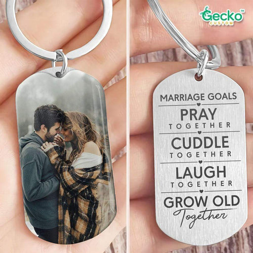 GeckoCustom Marriage Goals Valentine Metal Keychain HN590 No Gift box / 1.77" x 1.06"