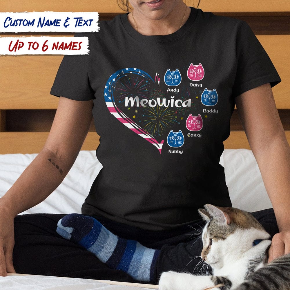 GeckoCustom Meowica Heart Cat Shirt, HN590