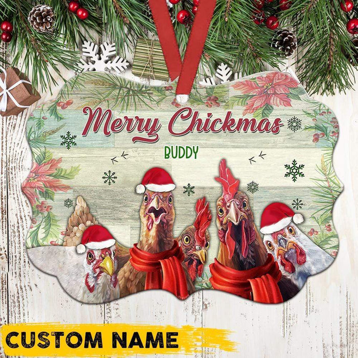 GeckoCustom Merry Chickmas Ornament, Farmer Gift, Custom Chicken Lover Gift, Christmas Gift, HN590 One Size / MDF