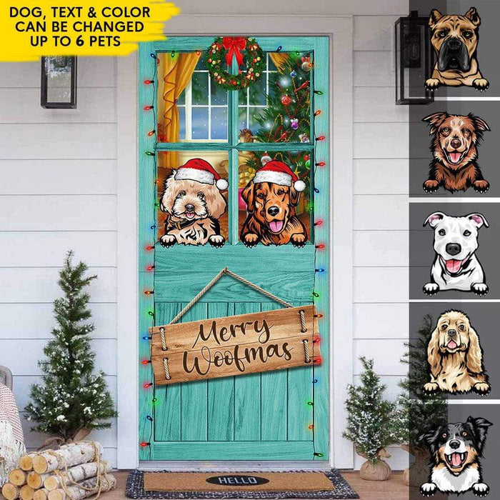 GeckoCustom Merry Woofmas Happy Pawlidays Dog Door Cover HN590
