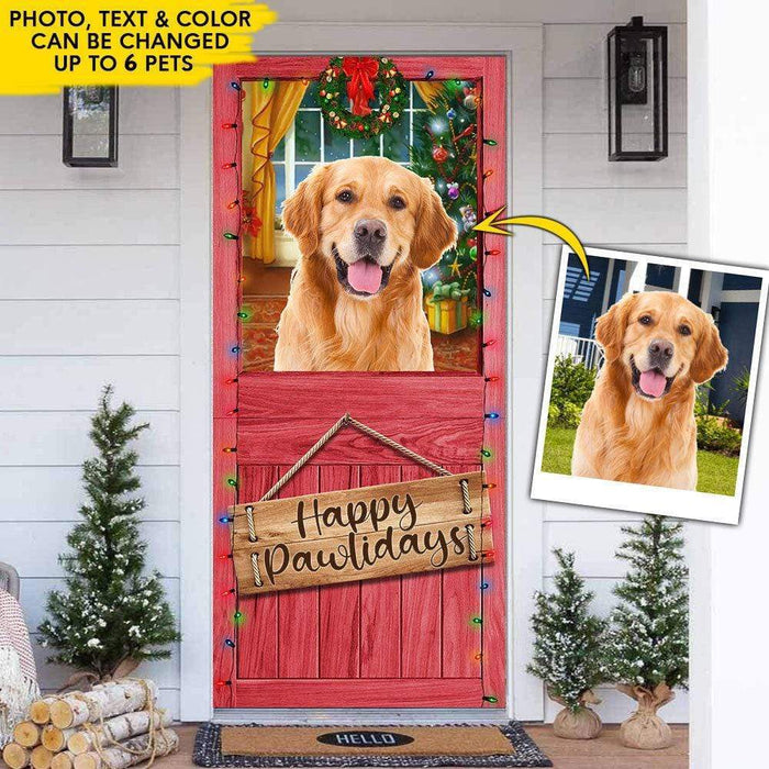 GeckoCustom Merry Woofmas Happy Pawlidays Dog Door Cover HN590