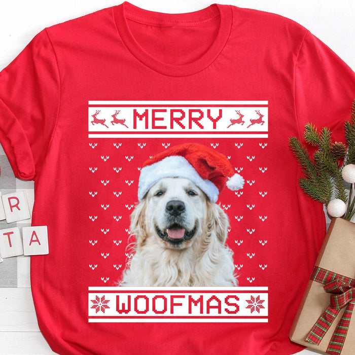 GeckoCustom Merry Woofmas Personalized Custom Photo Dog Sweatshirt, Dog Lover Sweater Christmas C474V2