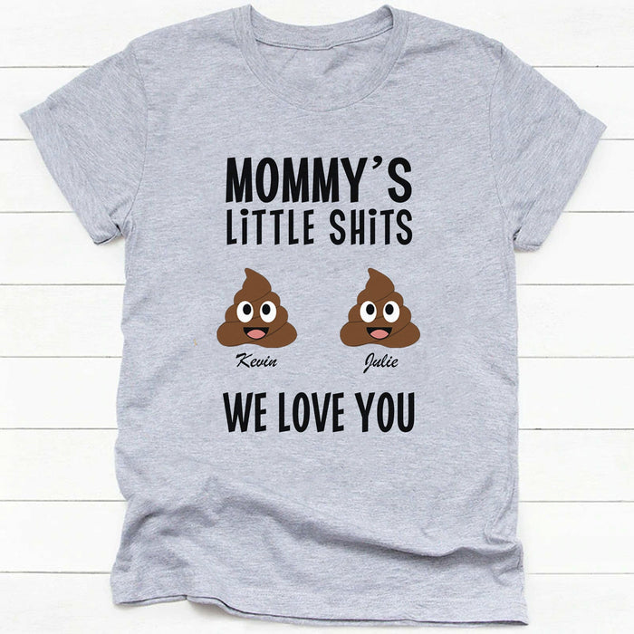 GeckoCustom Mommy's Little Shits Personalized Custom Family Shirt C294 Ladies T-Shirt / Light Blue Color / S