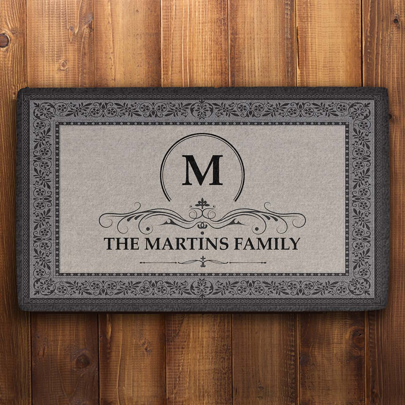 GeckoCustom Monogram Custom Family Last Name Doormat 24x16 inch - 60x40 cm