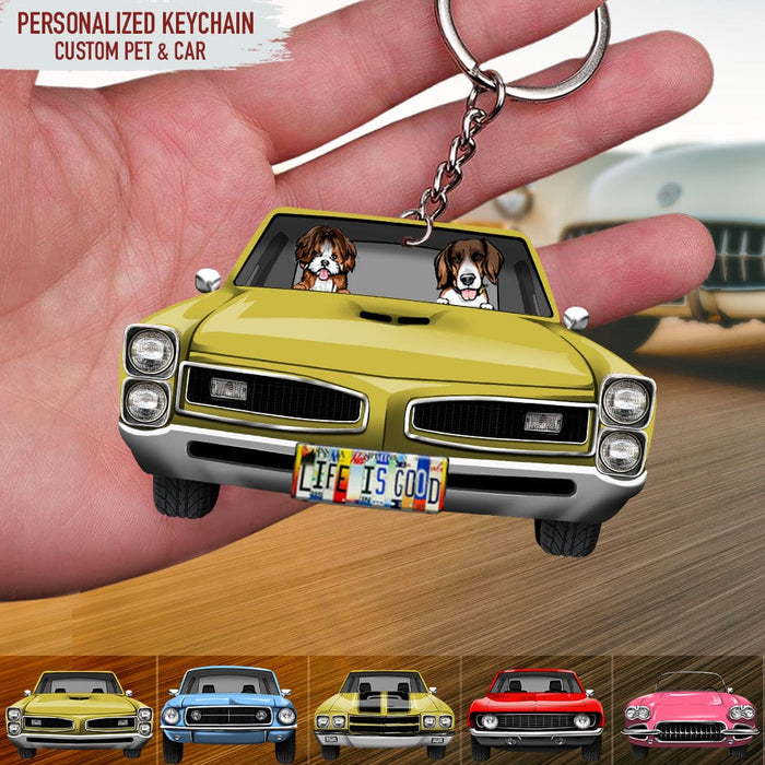 GeckoCustom Personalized Christmas Gift 2023, Classic Car Dog Breeds Custom Acrylic Keychain, for Campers Keychain N304 , 50mm x 50mm / 2 Pieces