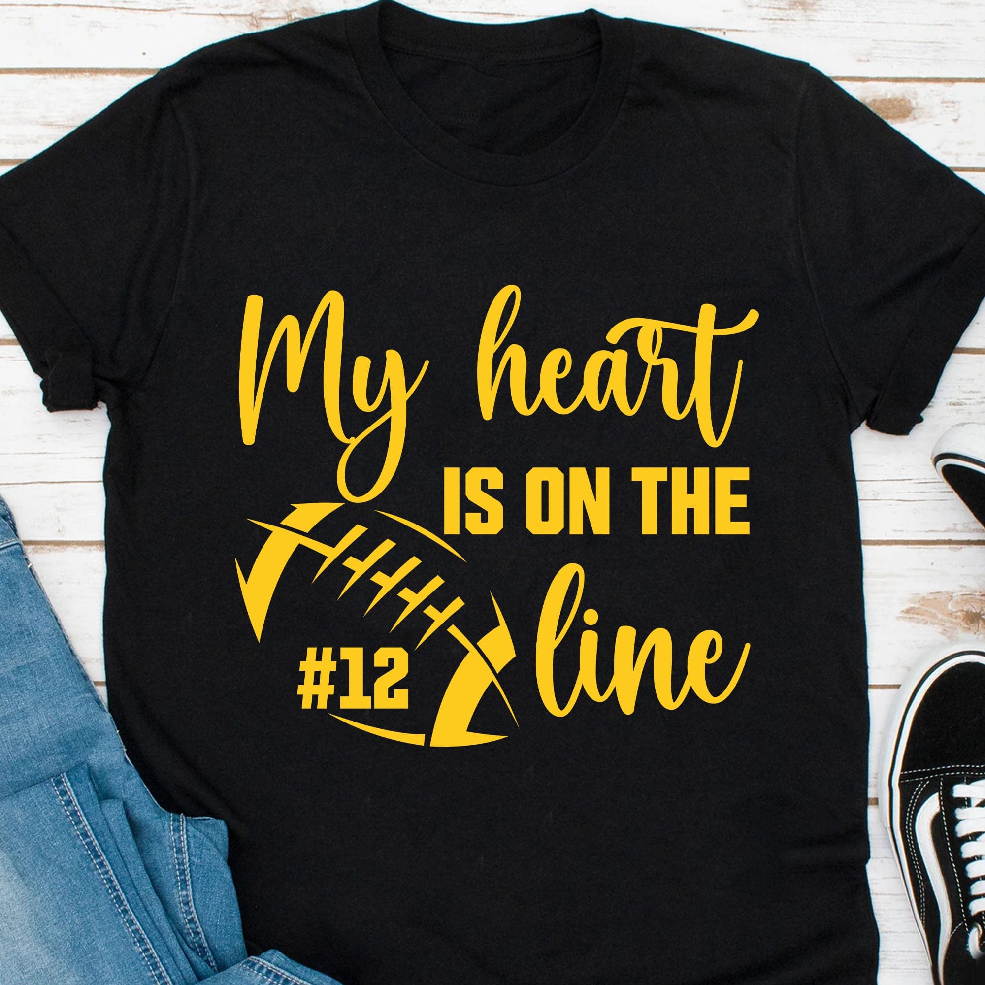 GeckoCustom My Heart Is On The Line Personalized Custom Football Shirt C481