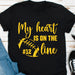 GeckoCustom My Heart Is On The Line Personalized Custom Football Shirt C481 Basic Tee / Black / S