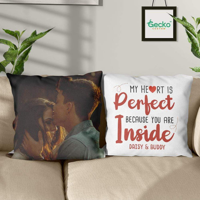 GeckoCustom My heart Is Perfect Couple Throw Pillow HN590 14x14 in / Pack 1