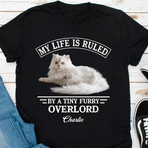 GeckoCustom My Life Is Ruled By Cats Dogs Personalized Custom Photo Dog Cat Pet Shirt C447 Basic Tee / Black / S