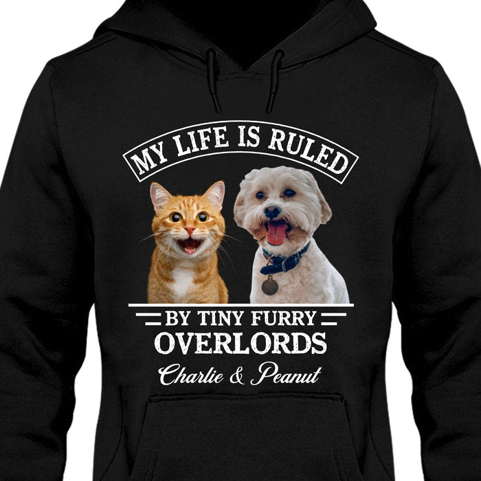GeckoCustom My Life Is Ruled By Cats Dogs Personalized Custom Photo Dog Cat Pet Shirt C447 Pullover Hoodie / Black Colour / S