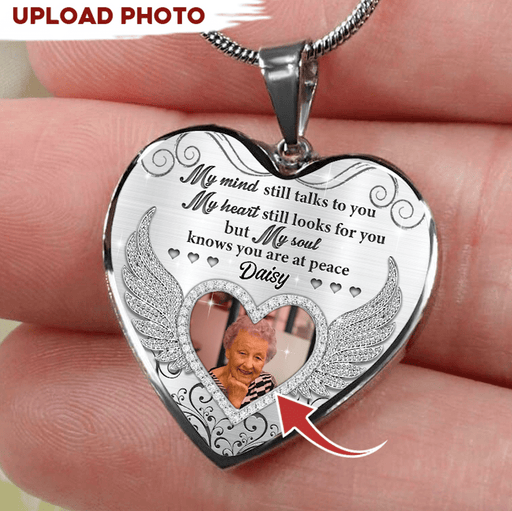 GeckoCustom My Soul Knows You Are At Peace Upload Photo Family Necklace HN590 No Gift Box