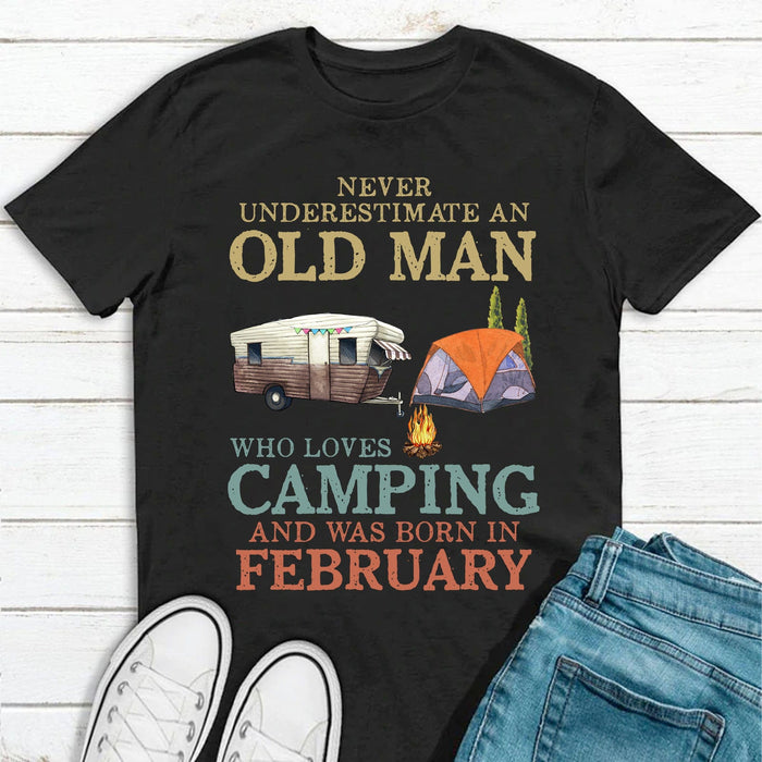 GeckoCustom Never Underestimate Who Loves Camping Personalized Custom Camping Shirt C306 Basic Tee / Black / S