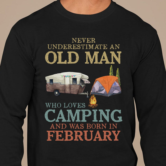 GeckoCustom Never Underestimate Who Loves Camping Personalized Custom Camping Shirt C306 Long Sleeve / Colour Black / S
