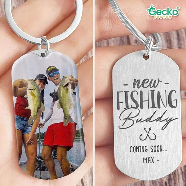 GeckoCustom Personalized Mother's Day Gifts 2024, New Fishing Buddy Coming Soon Fishing Outdoor Metal Keychain , No Gift Box