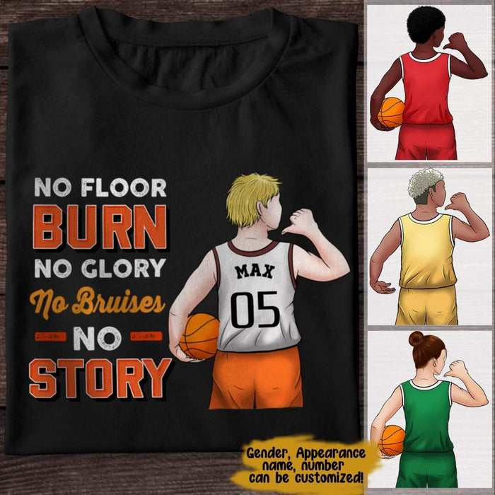GeckoCustom No Floor Burn No Glory No Bruises No Story Basketball Shirt Premium Tee / P Black / S