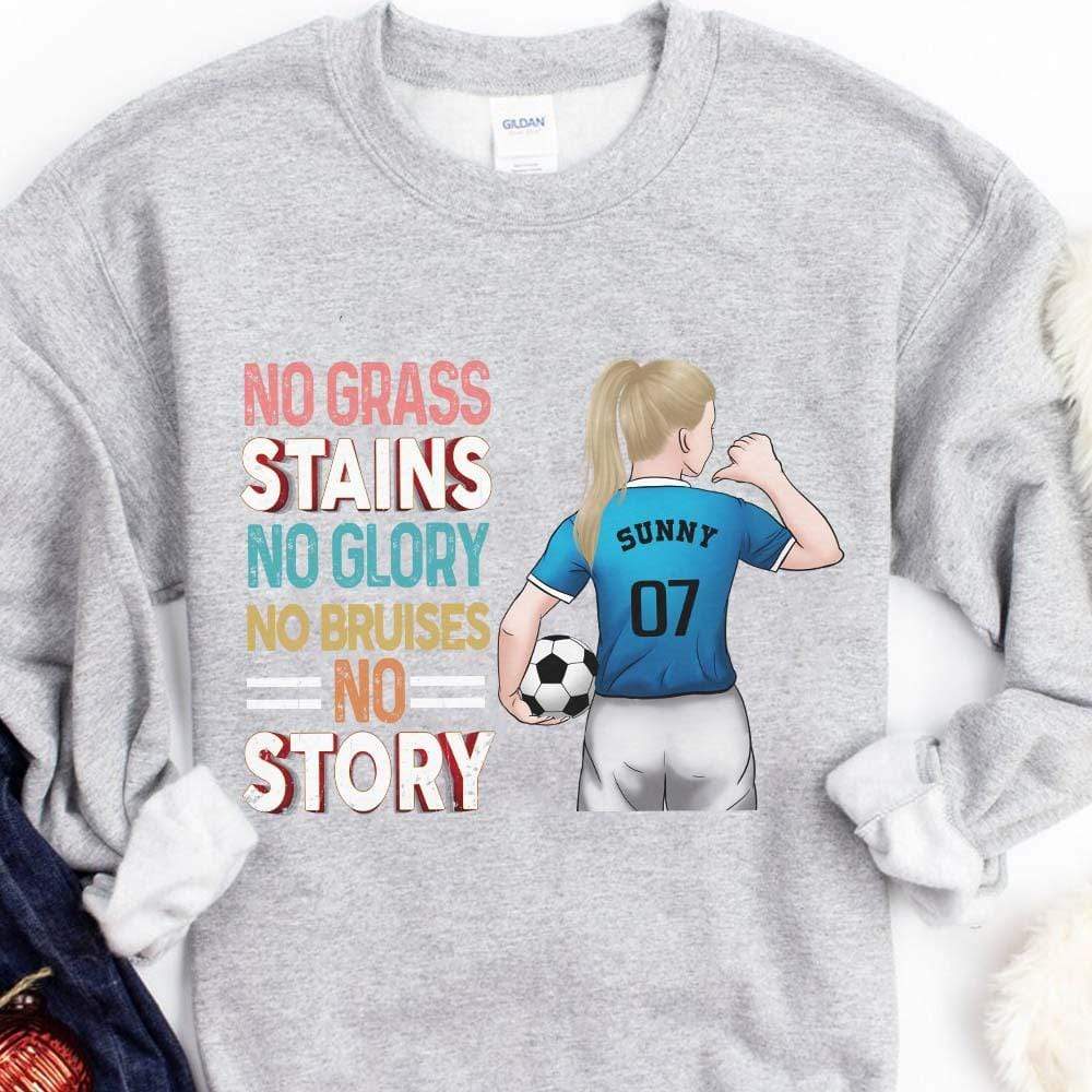 GeckoCustom No Grass Stains No Glory Soccer Girl Shirt Pullover Hoodie (Favorite) / Black Colour / S
