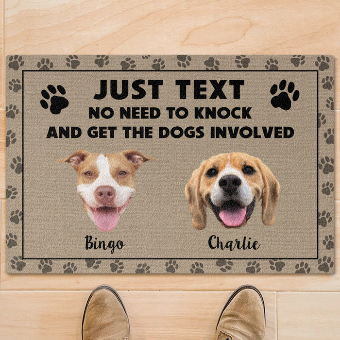 GeckoCustom No Need To Knock Dogs Personalized Custom Photo Dogs Doormats C570 24x16 inch - 60x40 cm