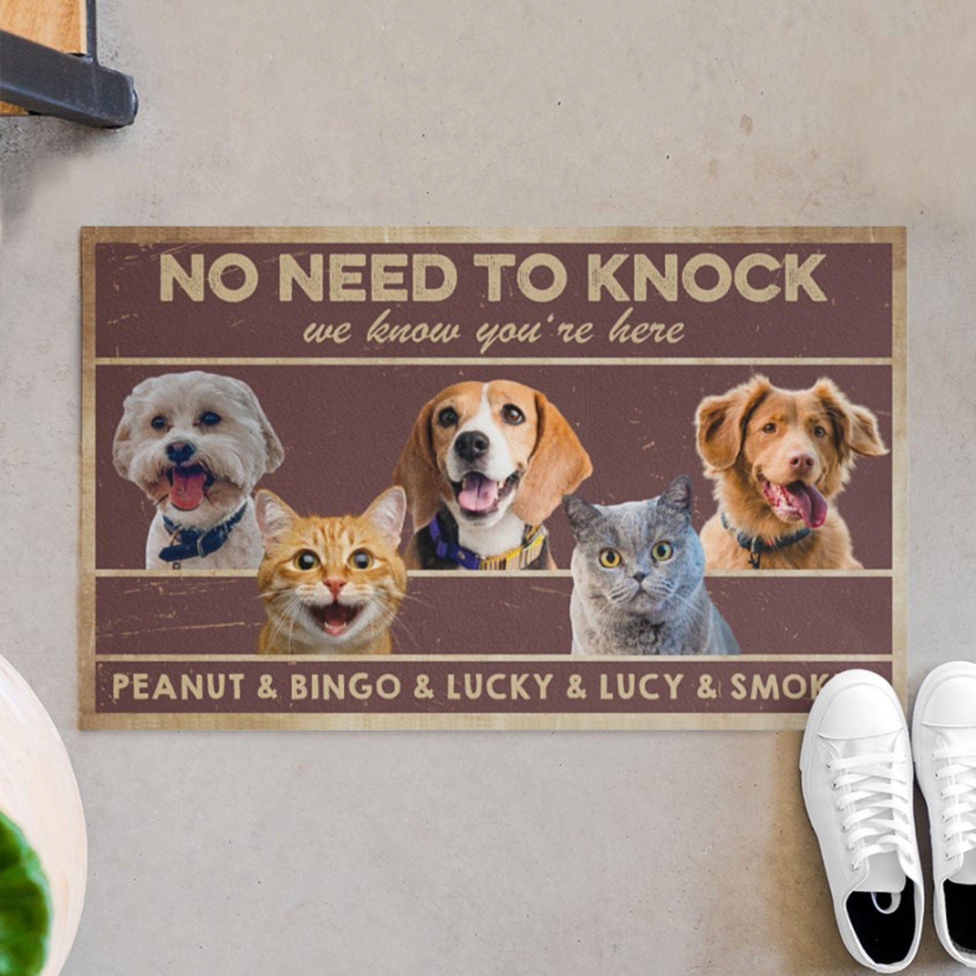 GeckoCustom No Need To Knock Personalized Custom Photo Dogs Cats Pets Doormats C597 24x16 inch - 60x40 cm