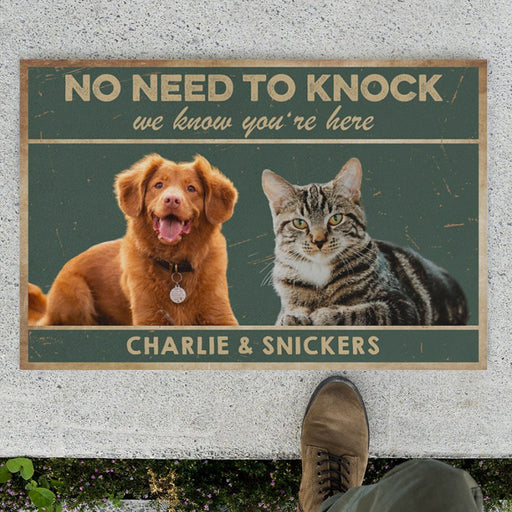GeckoCustom No Need To Knock Personalized Custom Photo Dogs Cats Pets Doormats C597 24x16 inch - 60x40 cm