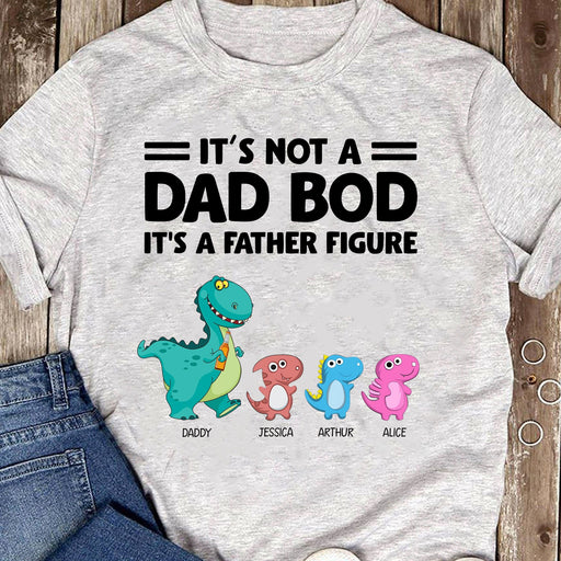 GeckoCustom Not Dad Bod Papasaurus Personalized Custom Father's Day Birthday Bright Shirt C355 Basic Tee / Sport Grey / S