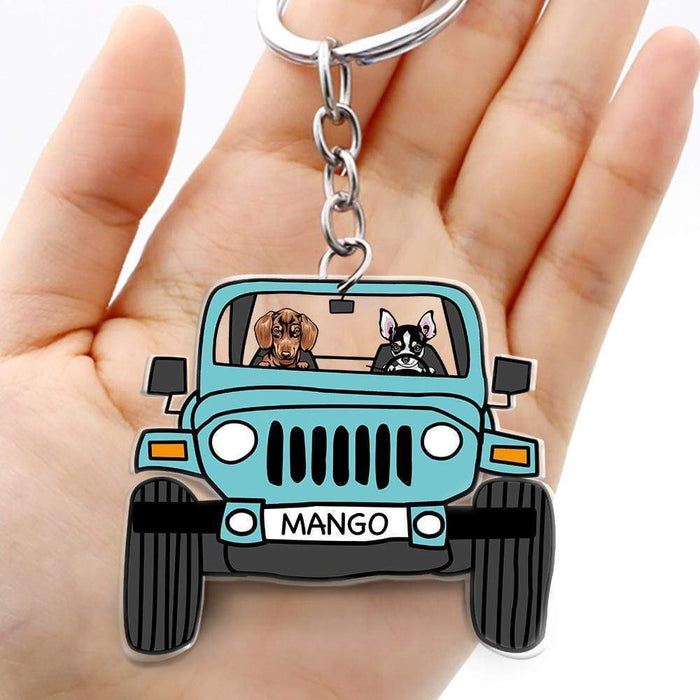 Off Road Dog Cats Keychain Double Sided Design Acrylic Keychain