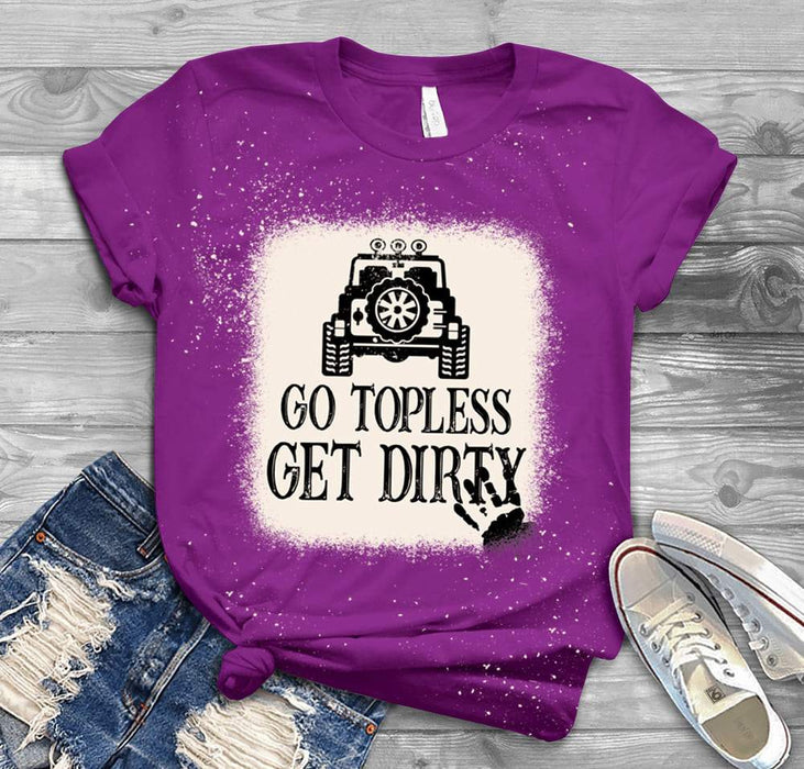 GeckoCustom Off Road Girl Bleached Unisex Tshirt, Dirty Girl Shirt, HN590 Basic Tee / Purple / S