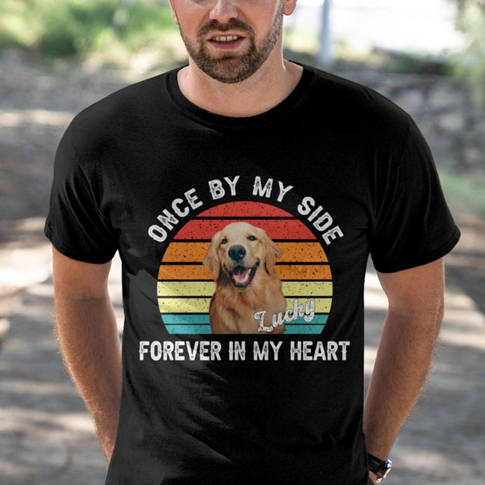 GeckoCustom Once By My Side Forever In My Heart Dog Photo Shirt Basic Tee / Black / S