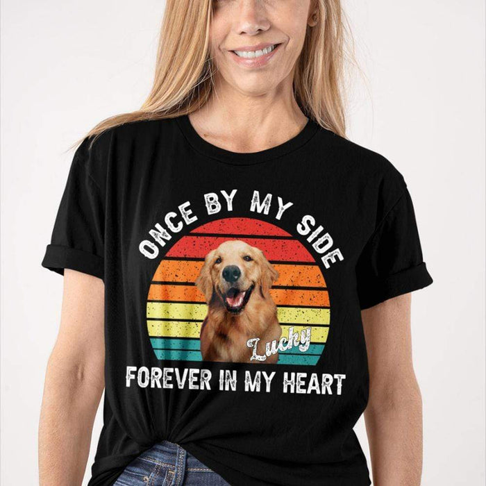 GeckoCustom Once By My Side Forever In My Heart Dog Photo Shirt Women Tee / Black Color / S