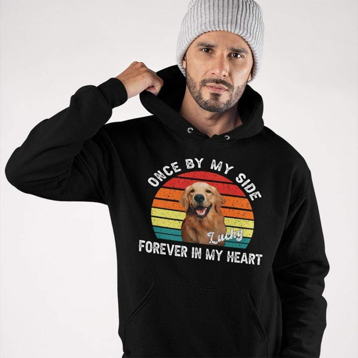 GeckoCustom Once By My Side Forever In My Heart Dog Photo Shirt Pullover Hoodie / Black Colour / S