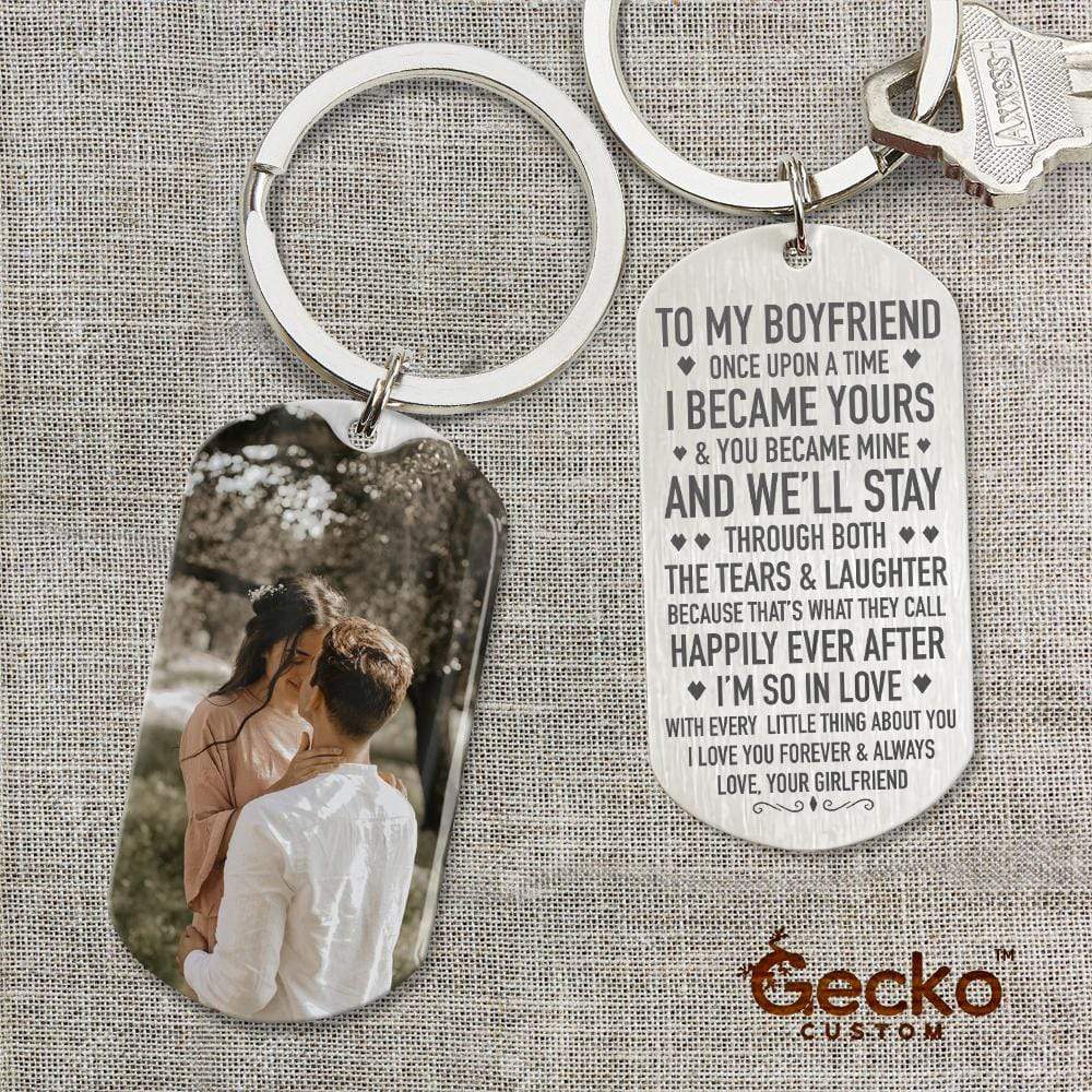 GeckoCustom Once Upon A Time I Became Yours & You Became Mine Couple Metal Keychain, Valentine Gift HN590 No Gift box / 1.77" x 1.06"