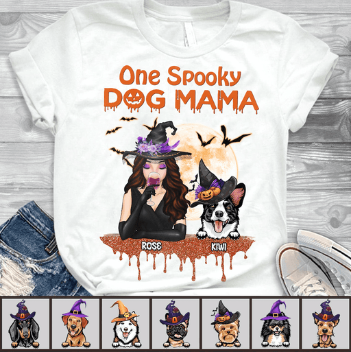 GeckoCustom One Spooky Dog Mama Dog T-shirt, Dog Lover Gift, Halloween Gift, Custom Dog HN590 Basic Tee / White / S
