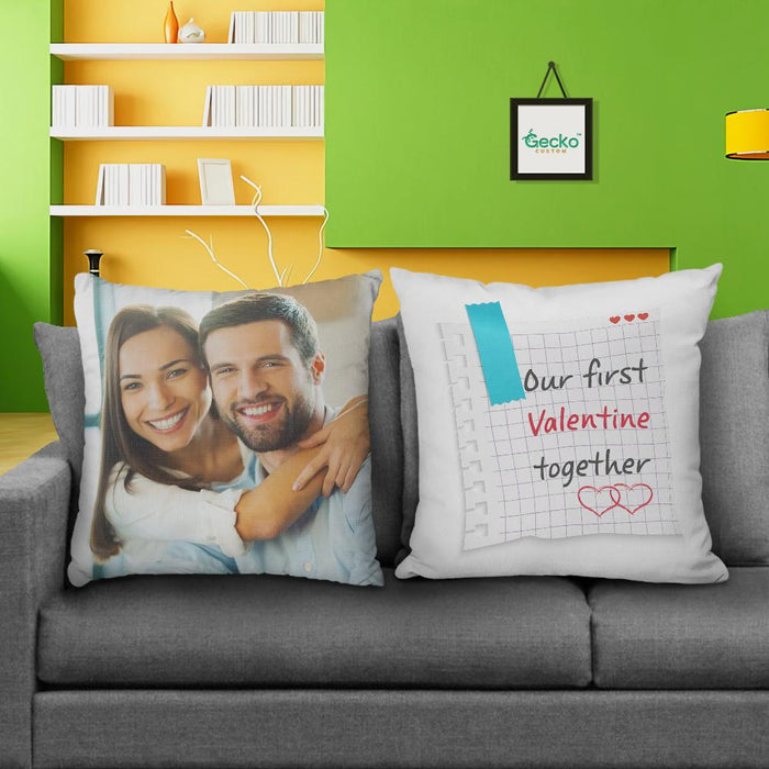 GeckoCustom Our First Valentine Together Couple Throw Pillow, Valentine Gift HN590