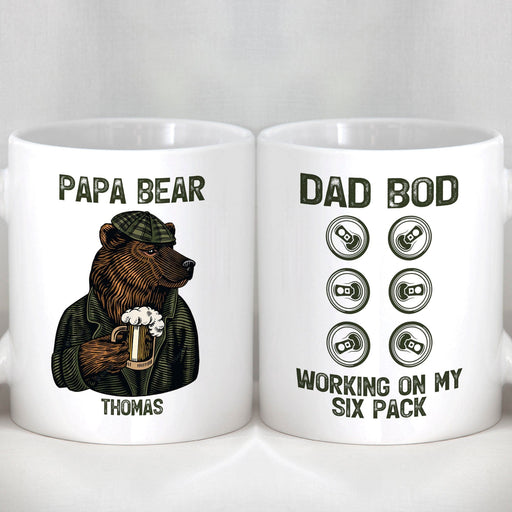 GeckoCustom Papa Bear Dad Bod Working On My Six Pack Personalized Custom Family Mug C322 11oz